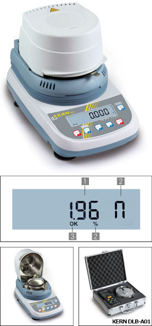 Analyzátor vlhkosti, sušící váha KERN DLB 160-3A do 160g/0,001g - Kliknutím na obrázek zavřete